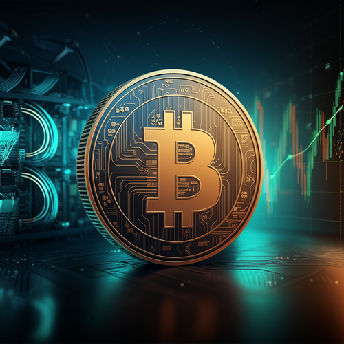 Visual representation of cryptocurrency mining, trading platforms, and blockchain technology