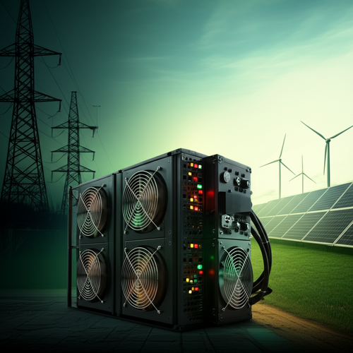 Graphic depicting global cryptocurrency mining energy consumption and sustainable solutions