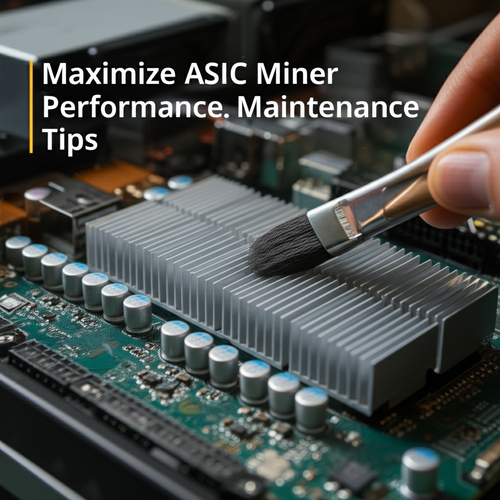 Technician cleaning and maintaining an ASIC miner to optimize cryptocurrency mining performance.