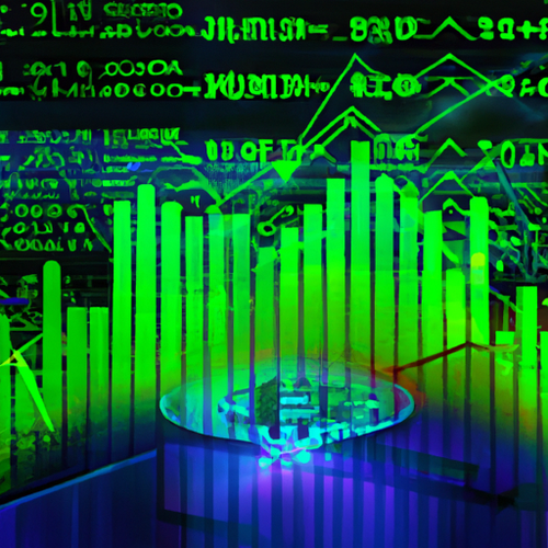 ASIC cryptocurrency mining hardware operating with global economic trend charts in background