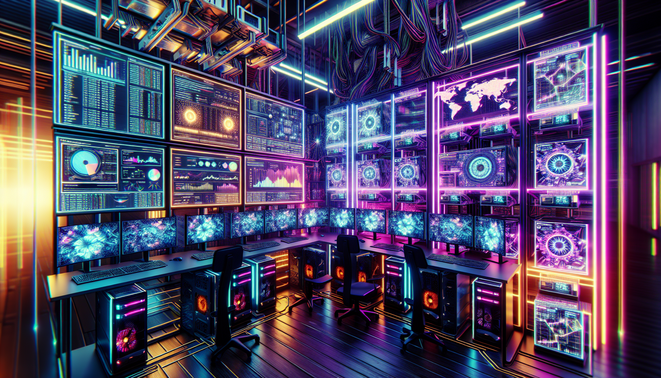 Crypto mining setup with social media icons representing strategy insights from platforms