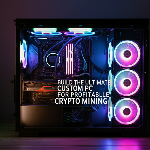 Custom-built cryptocurrency mining PC featuring multiple GPUs and efficient cooling setup