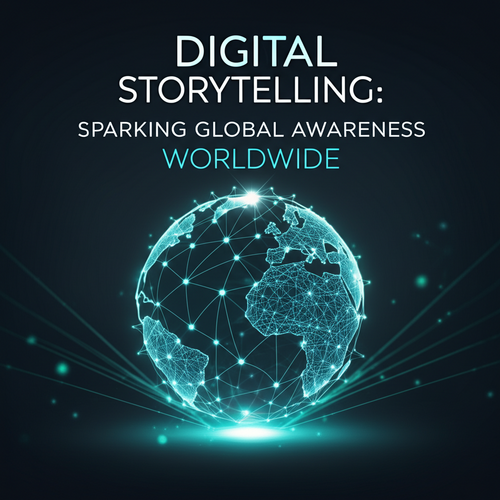 Immersive digital storytelling showcasing global issues through visuals and interactive experiences