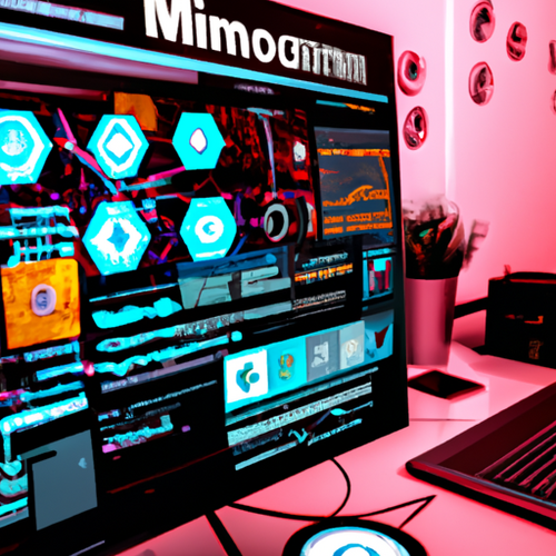 Social media icons and ASIC miner hosting promotion concept for cryptocurrency business