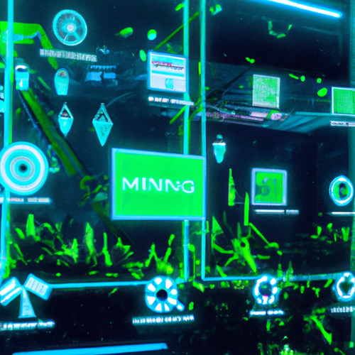 ASIC miners integrated with AI technology and social media marketing icons