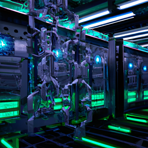 ASIC miners hosted in a secure data center using AI and blockchain technologies for enhanced security and efficiency