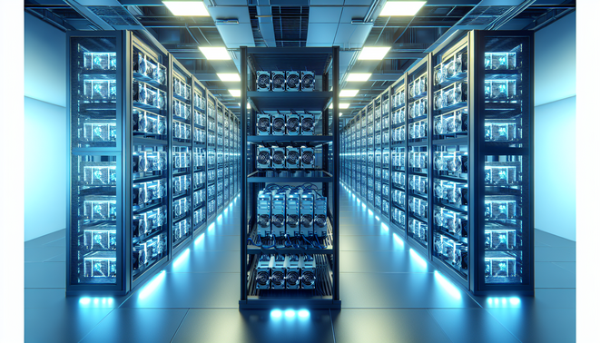 Cryptocurrency mining hardware hosted in a secure European data center with cooling and power infrastructure