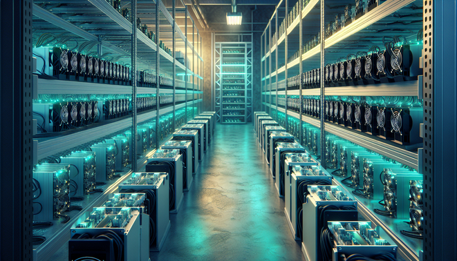 Close-up of cryptocurrency mining hardware being cleaned and maintained