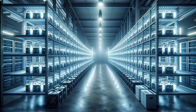 Cryptocurrency mining hardware hosted in a European data center with cooling systems