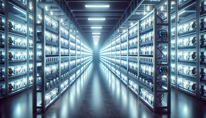 Cryptocurrency mining hardware hosted in European data center with advanced cooling and energy optimization