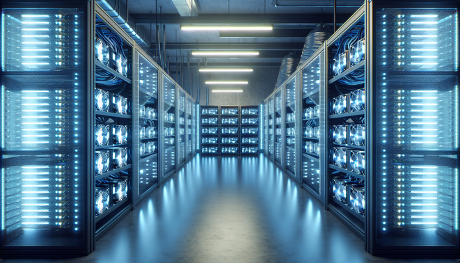Cryptocurrency mining rigs operating efficiently with optimized electricity costs in a European data center
