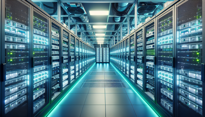 European crypto mining hosting facility showcasing energy-efficient mining rigs and cooling systems