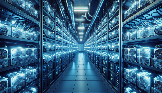 Cryptocurrency mining rigs optimized for energy efficiency in a European facility