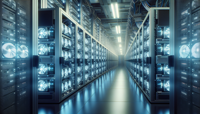 ASIC mining rigs hosted in a secure crypto mining facility