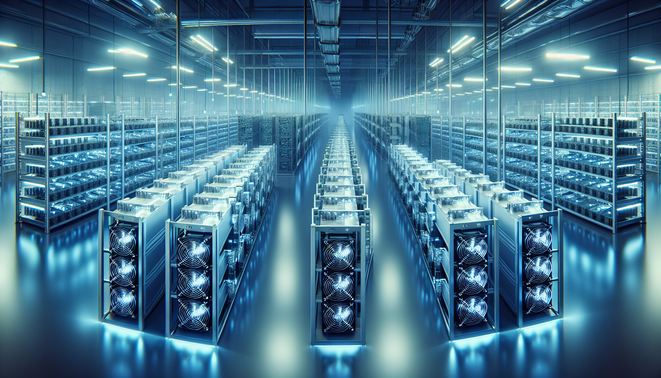 ASIC cryptocurrency miners operating in a high-tech hosting facility