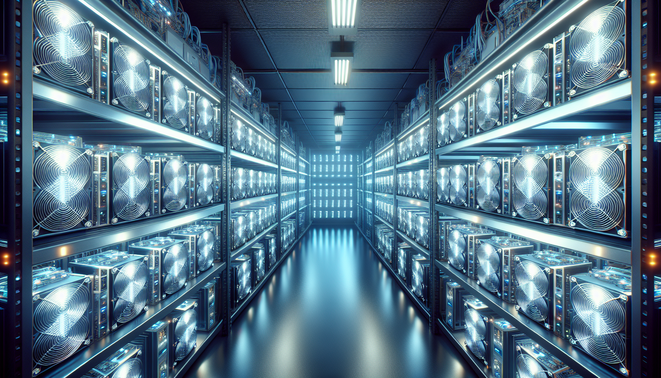 Close-up of ASIC mining hardware used for efficient cryptocurrency mining