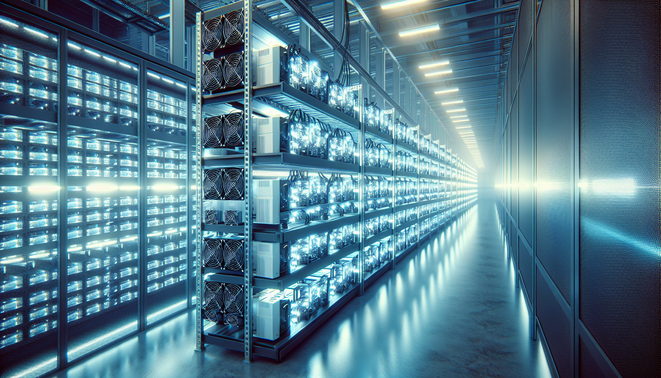 Bitcoin mining hosting facility with mining rigs in a secure data center