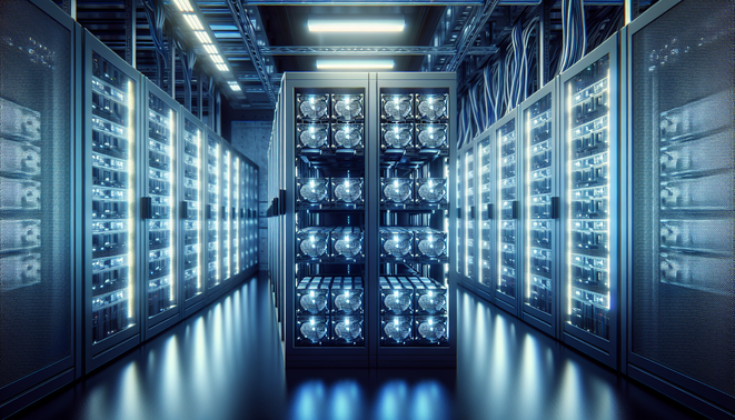 ASIC miner hardware with hosting servers highlighting crypto mining profitability in 2026