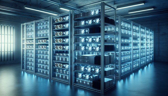 Optimized ASIC mining setup featuring professional server housing and profitability tools