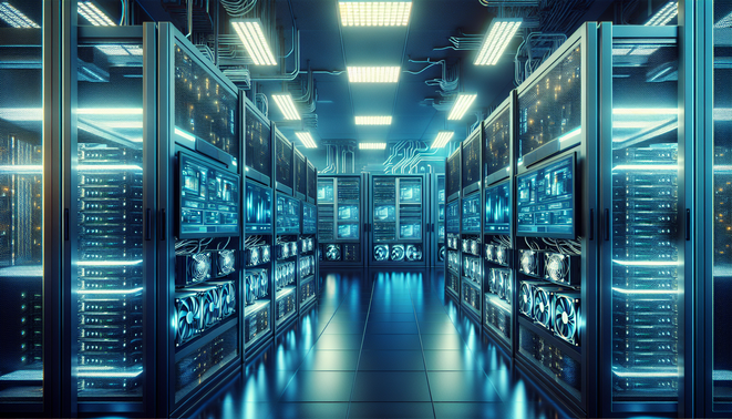 Bitcoin mining hardware housed in a secure, energy-efficient hosting facility