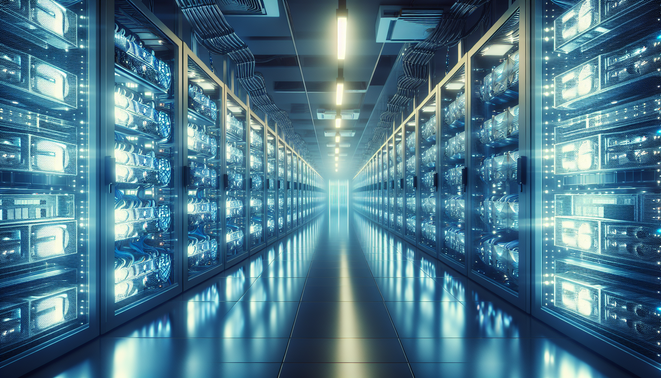 Secure cryptocurrency mining hardware hosted in a data center for cost-efficient mining