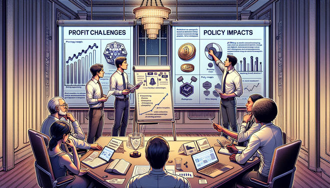 Crypto mining rigs with AI digital overlay illustrating industry changes