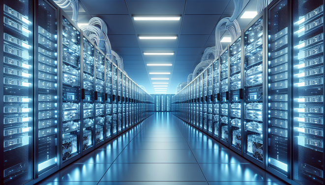 Illustration of cryptocurrency mining setup with affiliate marketing icons