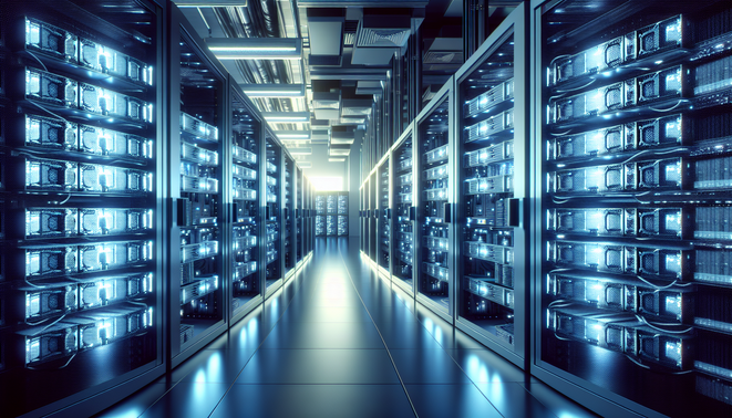 ASIC mining hardware hosted in an energy-efficient European data center for cloud-based crypto mining