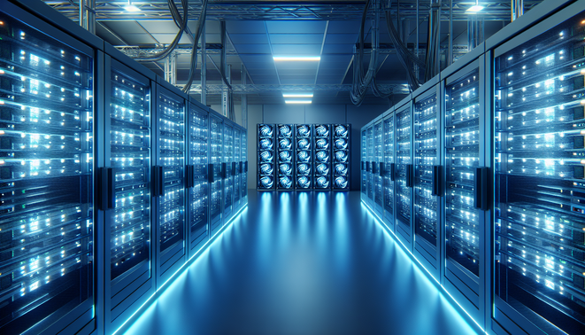 ASIC mining hardware hosted in a secure European data center optimized for energy efficiency and uptime