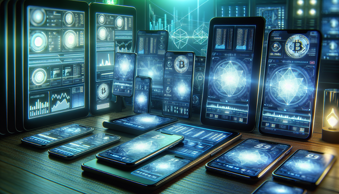 Mobile cryptocurrency mining management app interface showing mining performance and control features