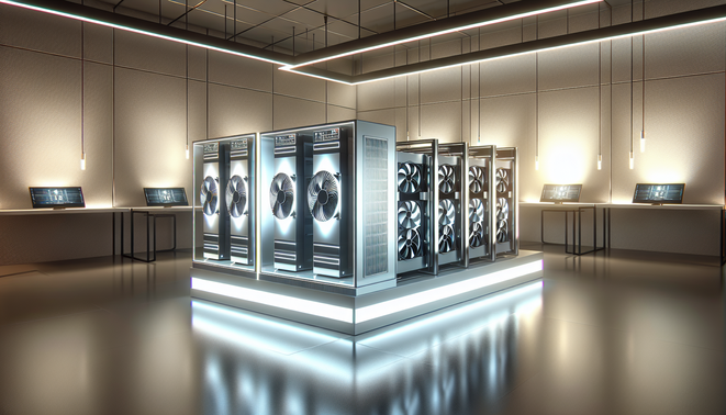 Modern ASIC cryptocurrency mining hardware showcased by leading European suppliers