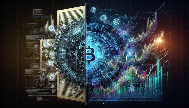 Graph showing Bitcoin price volatility alongside stablecoin and BlackRock news