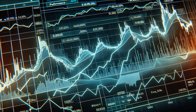 Graph showing Bitcoin, Solana price movements and Binance logo representing crypto market volatility
