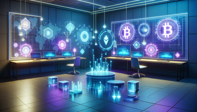 Illustration of crypto staking concept showing locked tokens earning rewards