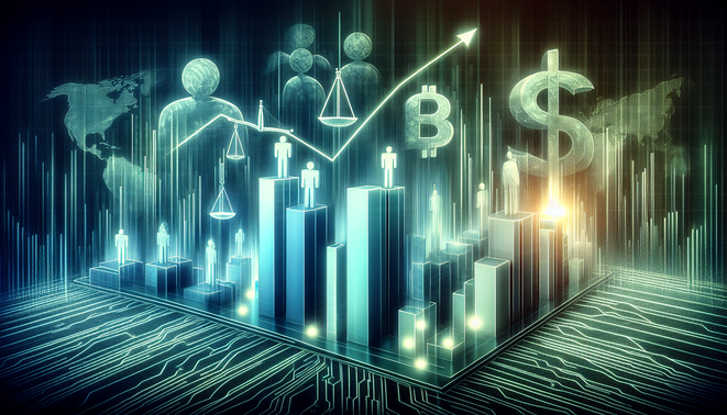 Digital illustration representing crypto regulations and institutional investment growth