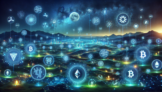 Illustration of AI and cryptocurrency integration showcasing digital finance innovation