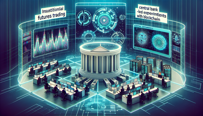 Visual representation of global cryptocurrency market trends including CME futures and blockchain technology