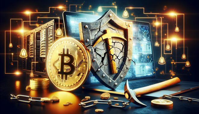 Graphic illustrating recent cryptocurrency security incidents and mining insights