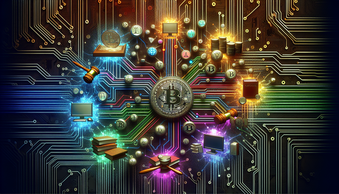 Bitcoin coin with digital financial graphs symbolizing the impact of new crypto laws