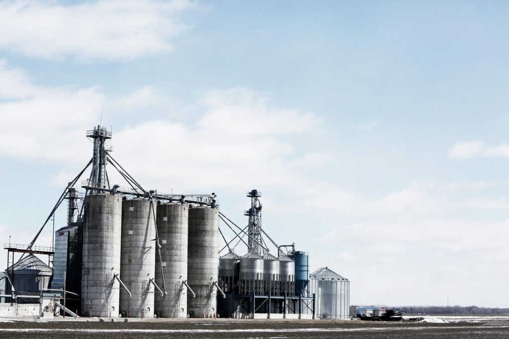 engineering, fuel, gas holders, industry, natural gas, nature, petroleum, silos, sky, blue industry