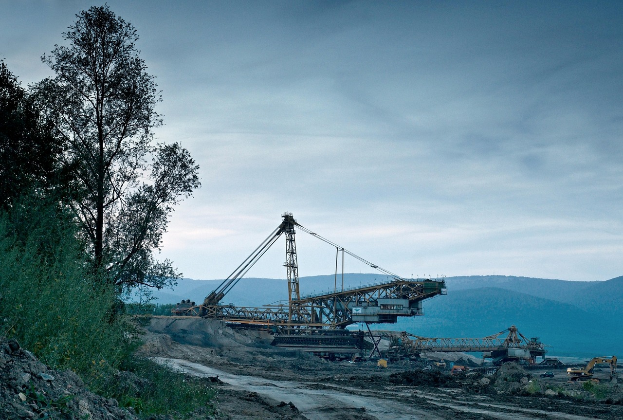 extraction, coal, mine, machine, excavator, industrial, coal mining, doly, large machine, surface, surface mining, mining