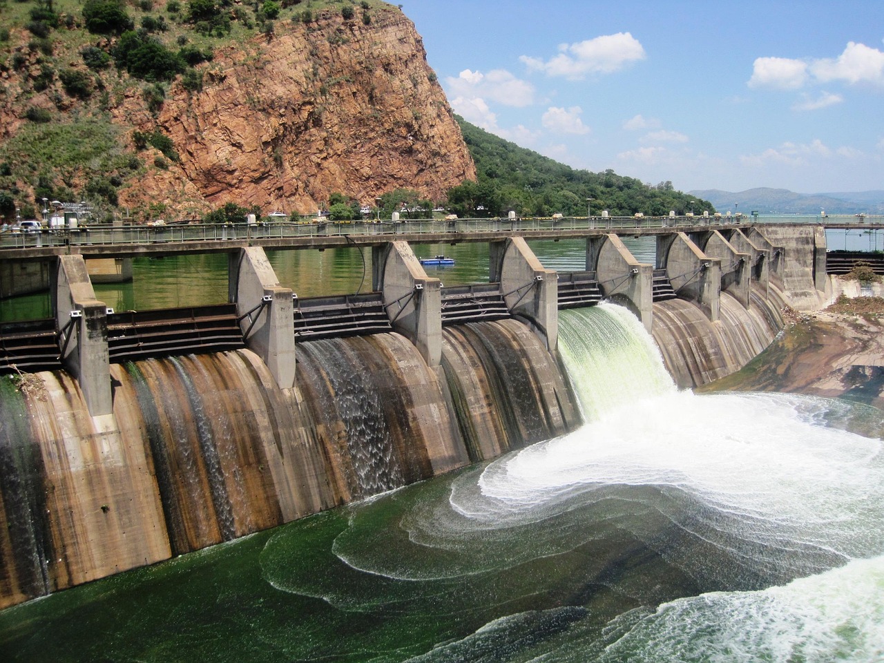 dam, water, mass, sluice, open, waterfall, white, green, layering, veiling, concentric, nature, downflow, wall, stained