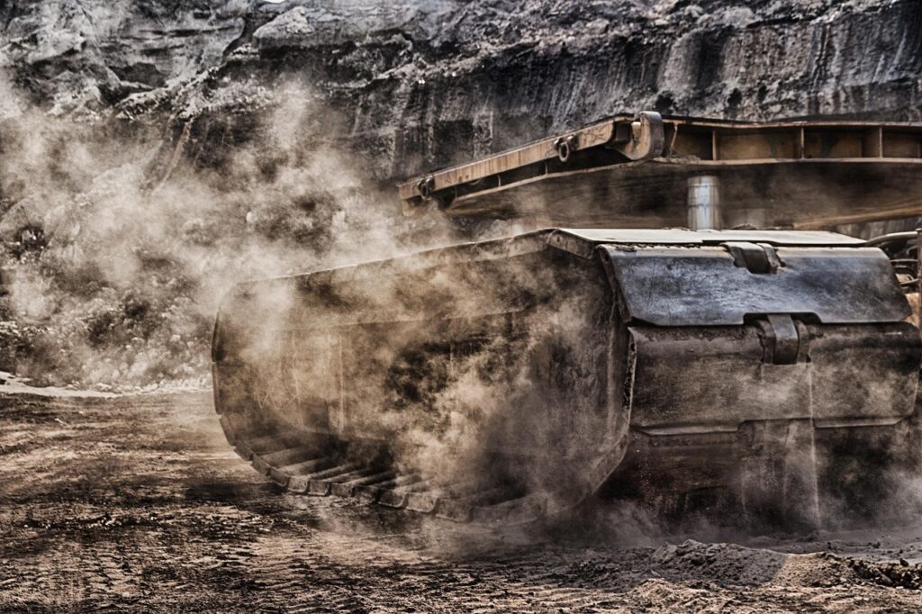 open pit mining, tracked vehicle, money, degradation, brown coal, raw material, industry, energy, mining, industrial plant, excavator