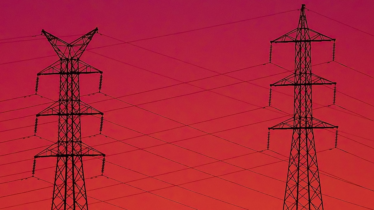 electricity, power lines, energy, voltage, current, industry, electric, power, technology, wires, nature, electrical, infrastructure, sunset, tesla, engineering, cable, tower, transmission line, red technology, red sunset, red energy, red power, red industry