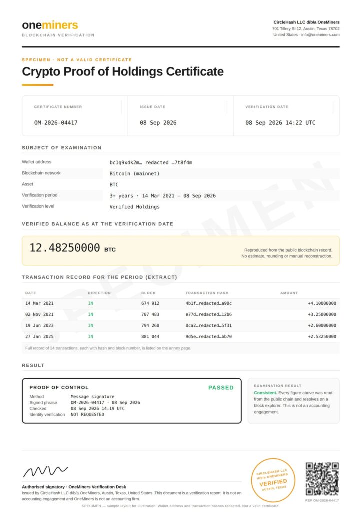Crypto Proof of Holdings: The Document Your Bank Actually Wants