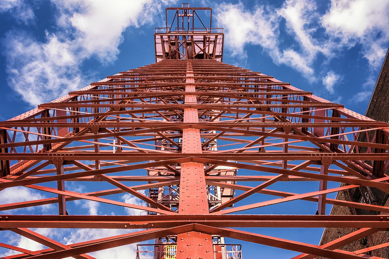 headframe, bill, mining, industry, ruhr area, mine, conveyor system, restored, metal frame, old, money, transport, historical, germany, pott