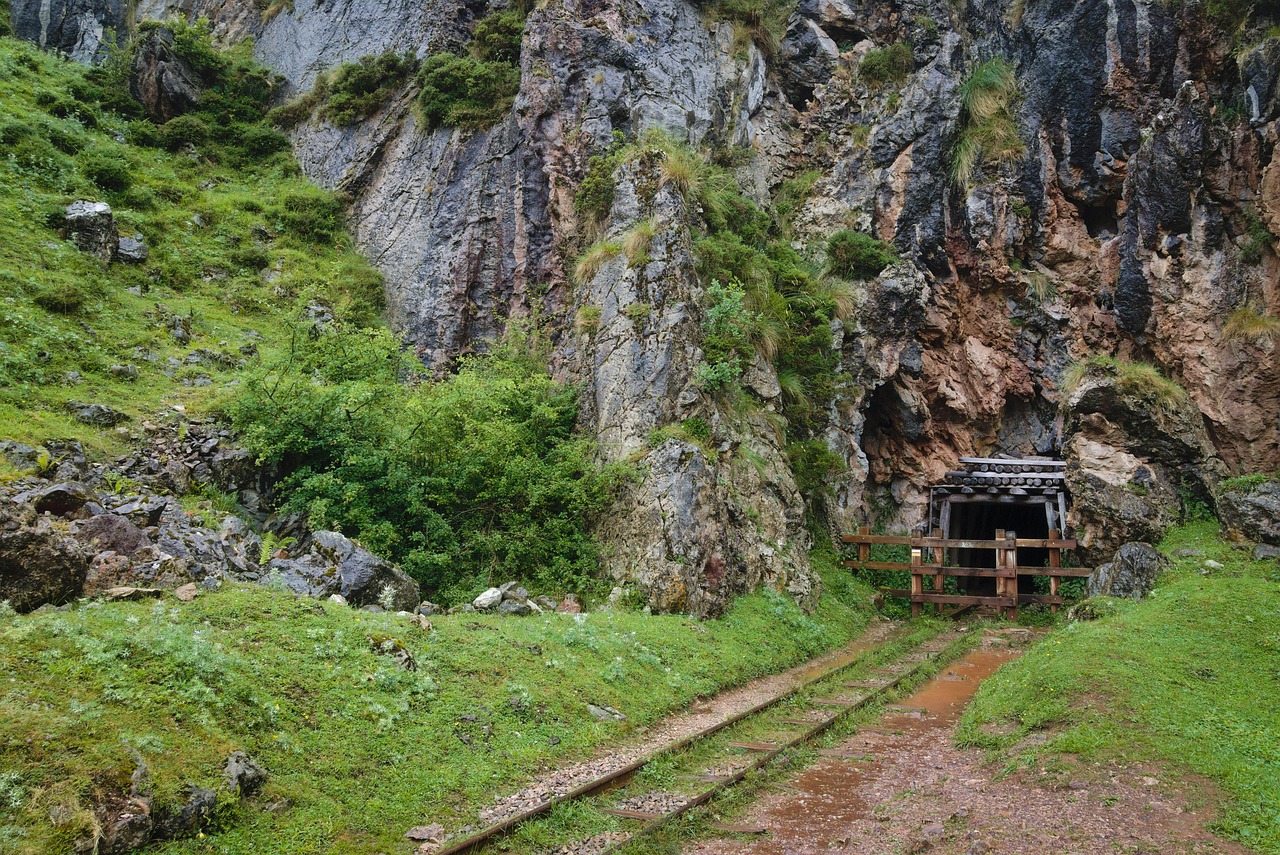 abandoned mine, mountain, mining, rocks, coal industry, nature, asturias, covadonga