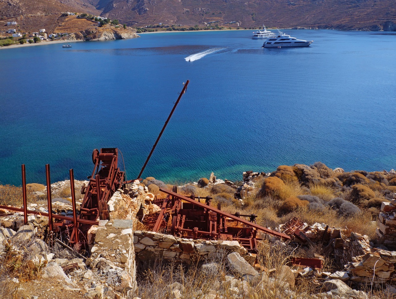 mining, serifos, ore mining, nature, legacy, environmental sin, thrash metal, rust, sea, ocean