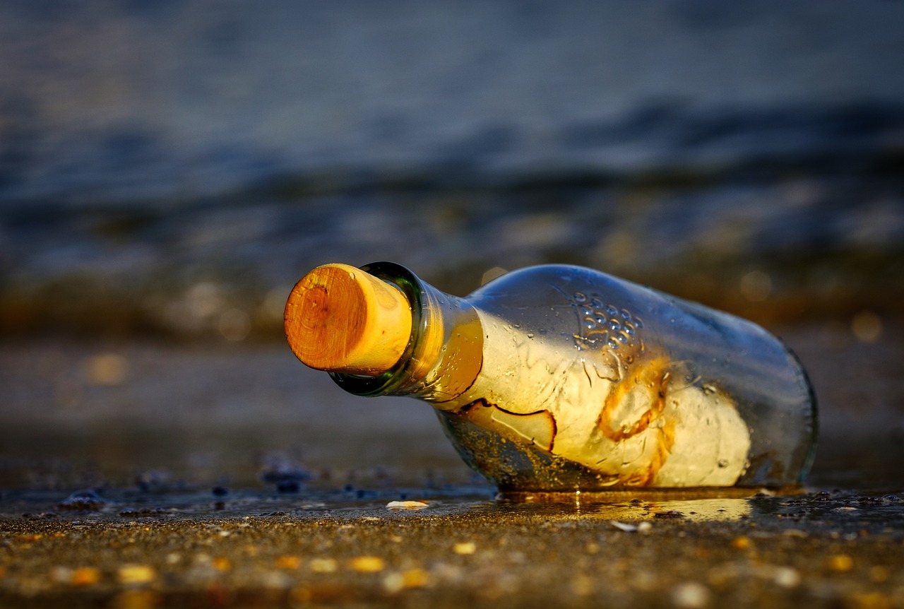 message in a bottle, sea, nature, wreck, letter, beach