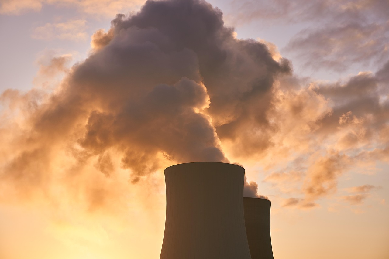 nuclear power plant, cooling tower, water vapor, clouds, heaven, sunrise, mood, nature, industry, nuclear power, energy, power supply, technology, nuclear reactor, power plant, high voltage